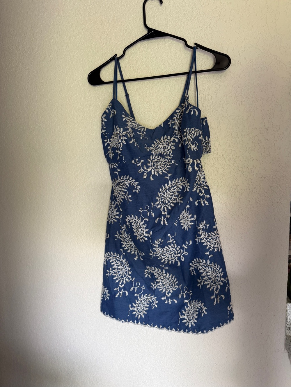 Paisley Embroidered Spaghetti-Strap Mini Dress